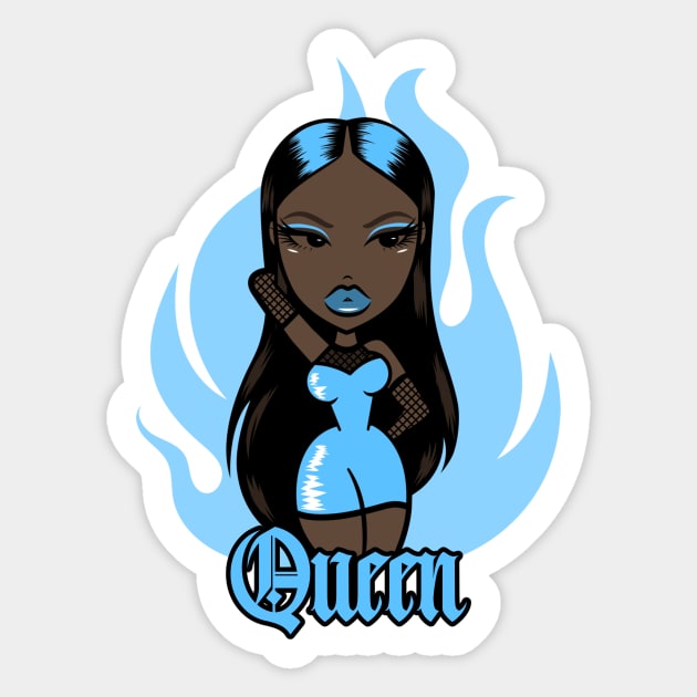 Queen Doll girl Light Blue v3.5 Sticker by Just In Tee Shirts